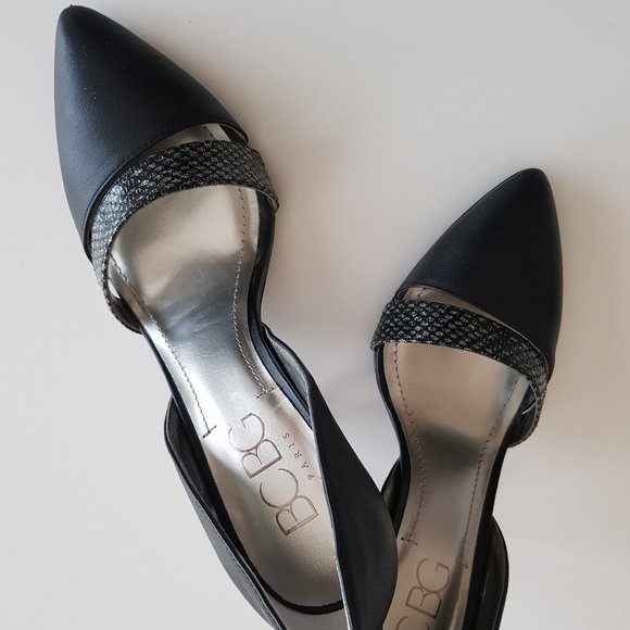 BCBGMaxAzria Shoes - BCBG Sexy Black and Silver Leather Pumps